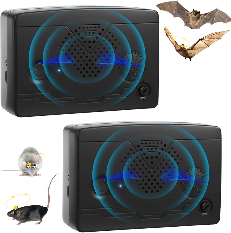 Paddsun 2 Pack Bat Deterrent Devices for Attic: Rechargeable Bat Keep Away,Bird Deterrent Devices Indoor&Outdoor for Porch,House,Garages,Friendly to Human & Pet(Black) - Image 1